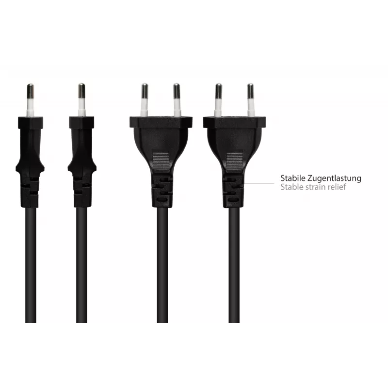 Kabelmeister Euro Netzkabel Typ C auf C7 Figure-8 Buchse, 1,8 m, Schwarz, 0,75 mm²