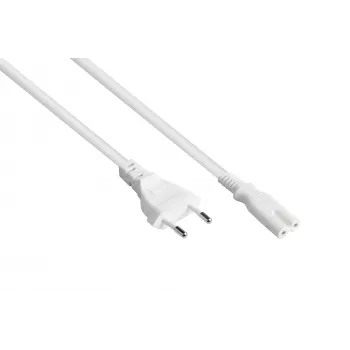 Kabelmeister Euro Netzkabel Eurostecker Typ C auf IEC C7 Figure-8 Buchse, Weiß, 0,75mm², 3m