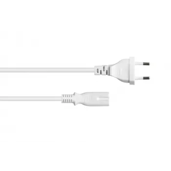 Kabelmeister Euro Netzkabel Eurostecker Typ C auf IEC C7 Figure-8 Buchse, Weiß, 0,75mm², 3m
