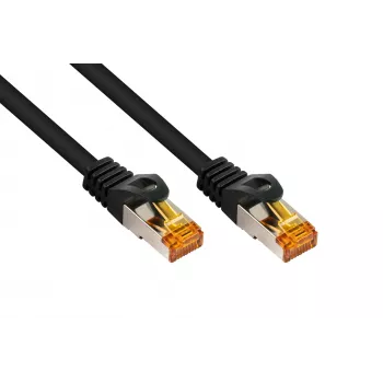 KABELMEISTER Cat.7 S/FTP RJ45 Patchkabel, 1m, Schwarz, TPE-Mantel, Halogenfrei, 10 Gbps
