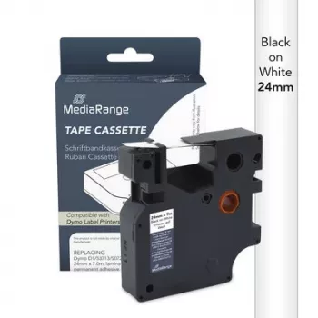 MediaRange Dymo D1 Beschriftungsband Kassette 24mm x 7m Schwarz auf Weiß (S0720930/53713)