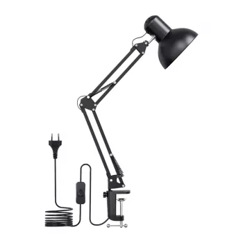 LEPRO 3100027-EU LED Schreibtischlampe mit USB-Ladeanschluss, 5 Farbtemperaturen, 7 Helligkeitsstufen, Touch-Steuerung, Timer, Flexibler Arm, Augenschonend, Schwarz