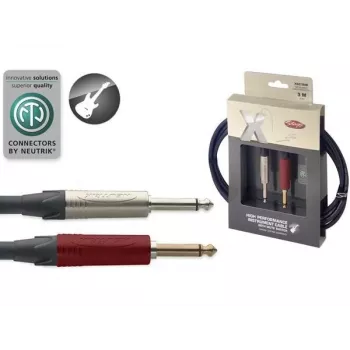 Stagg XGC3SW 3m Instrumentenkabel mit 1/4 inch TS auf 1/4 inch TS, Schwarz
