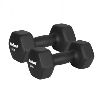 REBEL ACTIVE Gusseisen-Neopren-Hantelset 2x8kg, Dunkelgrau