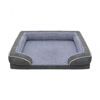 REBEL ANIMALS Premium Orthopädisches Haustier-Sofabett für Hunde und Katzen, Extra Groß, 134x106x20 cm, Abnehmbarer Waschbarer Bezug, Rutschfeste Unterseite, Wasserfest, Hypoallergen, Grau
