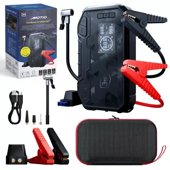 3MK Motio HyperBoost Pro 3000A 4-in-1 Starthilfe mit Smart-Start-Kabeln, LED-Licht, Powerbank und Luftkompressor