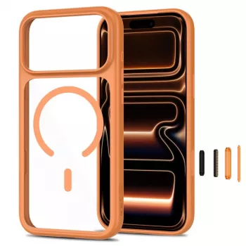 TECH-PROTECT MAGONE MagSafe-Hülle mit 2er-Pack Displayschutz aus gehärtetem Glas für iPhone 17 Pro / 18 Pro – Cosmic Orange/Klar