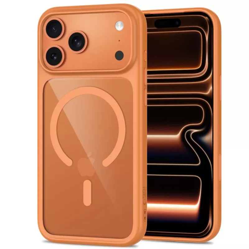 TECH-PROTECT MAGONE MagSafe-Hülle mit 2er-Pack Displayschutz aus gehärtetem Glas für iPhone 17 Pro / 18 Pro – Cosmic Orange/Klar