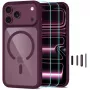TECH-PROTECT MagOne MagSafe Hülle mit Displayschutz aus gehärtetem Glas 2er-Pack für iPhone 17 Pro Max / 18 Pro Max – Dark Cherry/Transparent