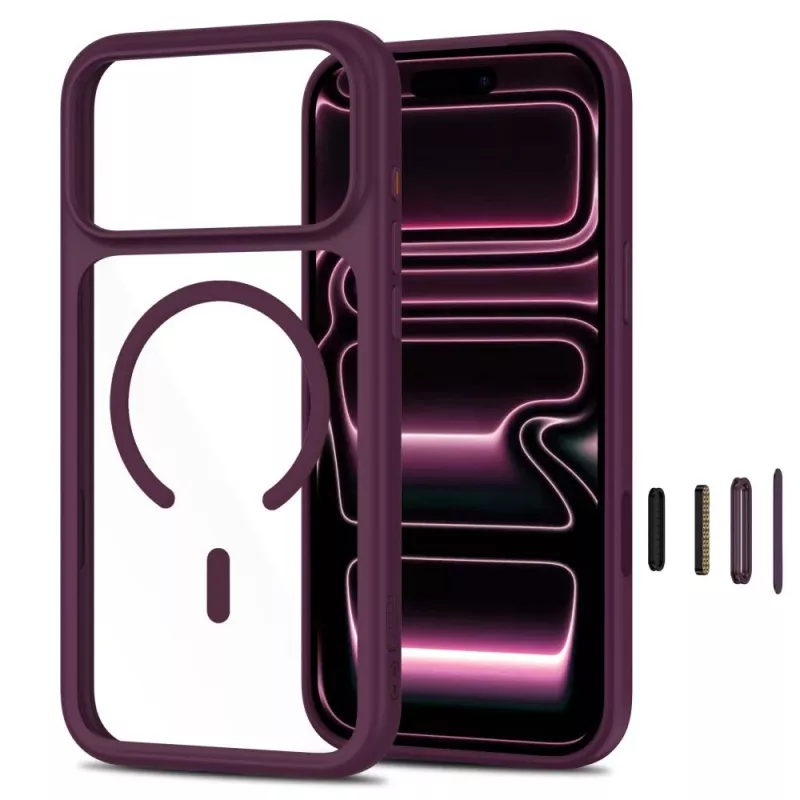 TECH-PROTECT MagOne MagSafe Hülle mit Displayschutz aus gehärtetem Glas 2er-Pack für iPhone 17 Pro Max / 18 Pro Max – Dark Cherry/Transparent