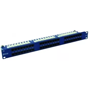 EMITERNET 48-Port RJ45 UTP Cat.6 Patchpanel 1U mit Kabelmanagementschiene, Blau