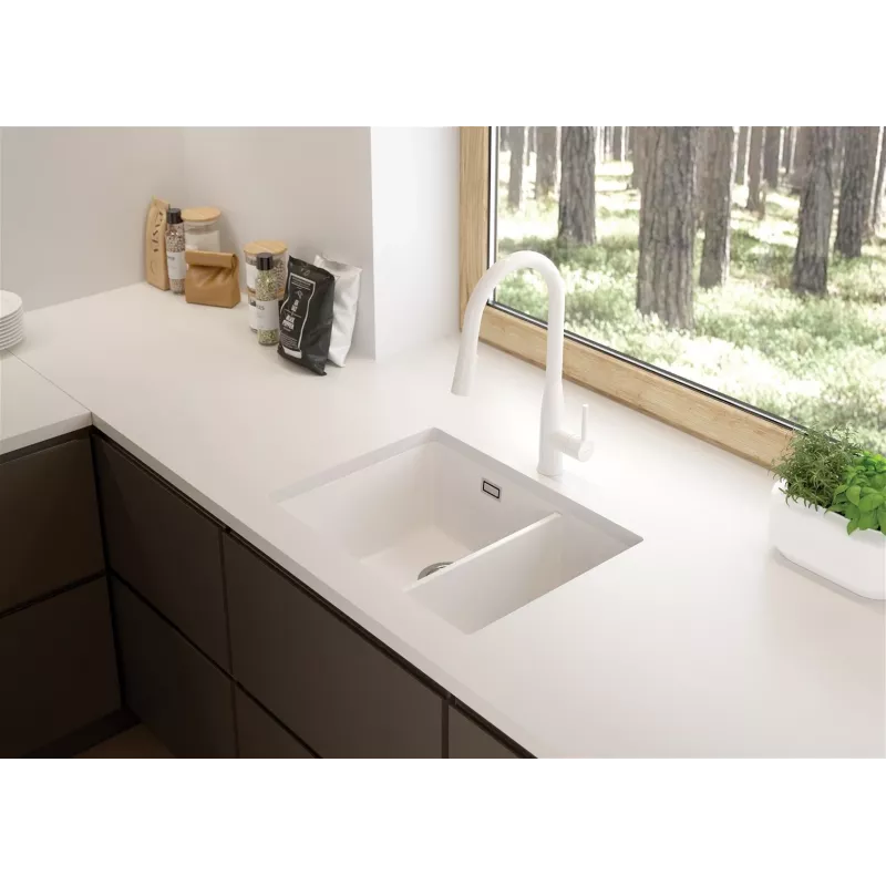 DEANTE ZQE A503 1,5-Becken Granit-Verbundstoff Küchenspüle mit Abtropffläche, Graphit