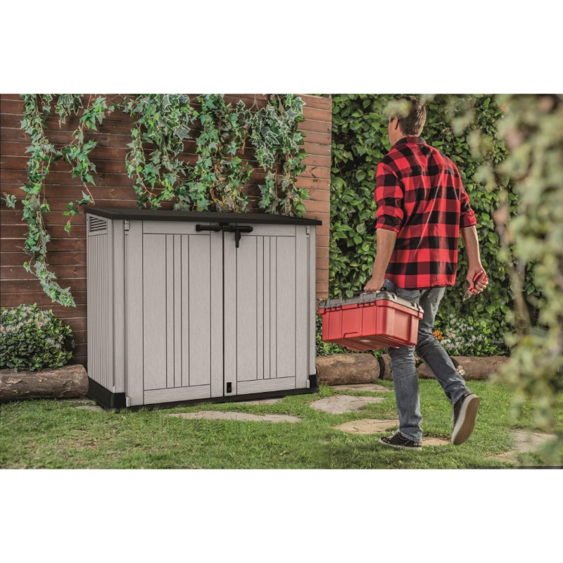 KETER GARTEN- UND BALKONBOX MIDI GRAU-SCHWARZ 132x71,5x113,5cm