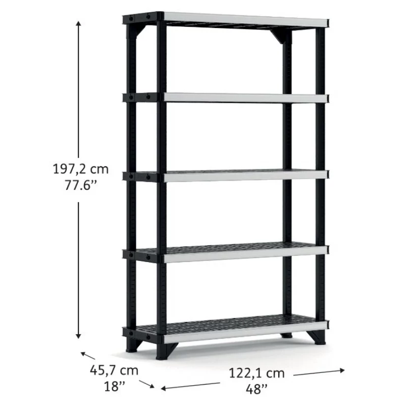 KETER 5-Ebenen-Regal Fused 122,1x45,7x197,2cm schwarz