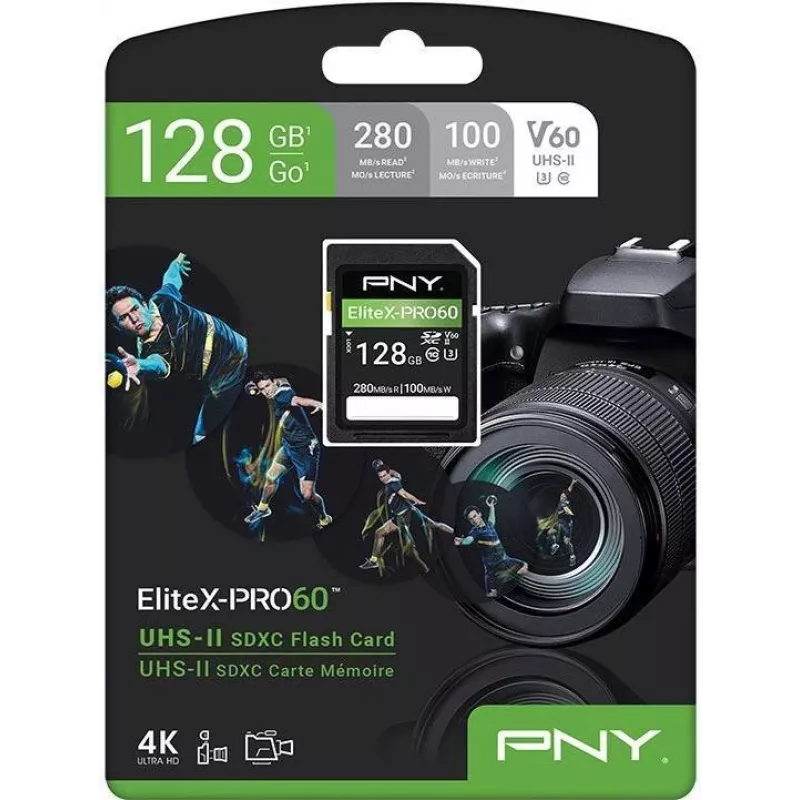 PNY EliteX-PRO60 Flash-Speicherkarte 128GB Video Class V60 UHS-II U3 Class10 MicroSDXC