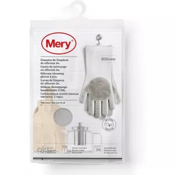 MERY Silikon-Reinigungshandschuhe 2 Stück 34,5x15,5x2,6cm hellgrau