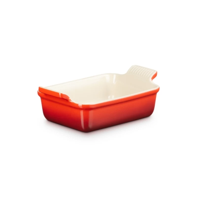 LE CREUSET Rechteckige Auflaufform Heritage Steingut 19x14cm / 1,1L rot