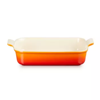 LE CREUSET Rechteckige Auflaufform Heritage Steingut 32x24cm / 4L orange
