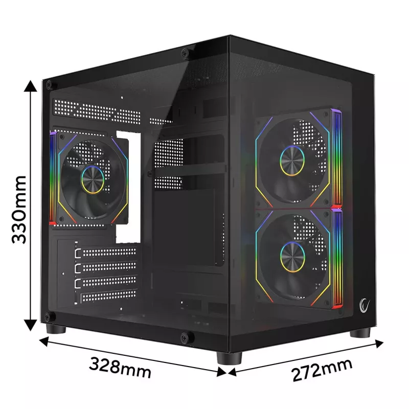 Rampage LUMID PC-Gehäuse M-ATX 3x Lüfter ARGB schwarz