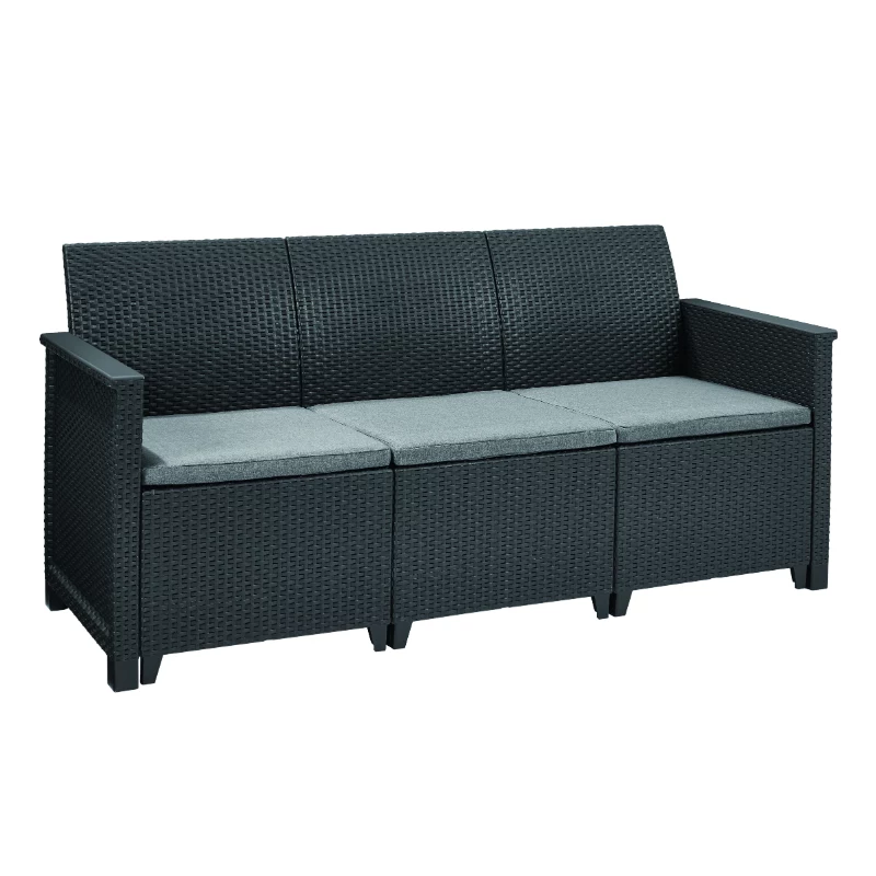 KETER Gartenmöbel-Set Elodie 5-Sitzer mit Tisch/Aufbewahrungsbox grau
