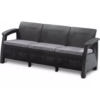 KETER Corfu Love Seat Max dreifache Garten-Sofa grau