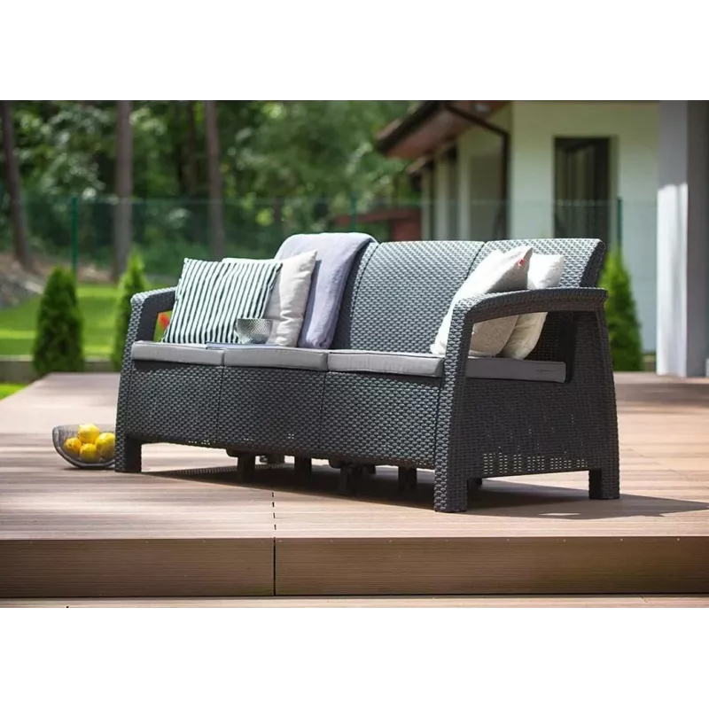 KETER Corfu Love Seat Max dreifache Garten-Sofa grau