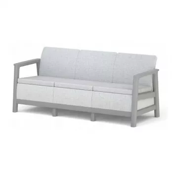 KETER Gartensofa Dreisitzer Scandi Linea 3-Sitzer Sofa hellgrau/dunkelstahlgrau