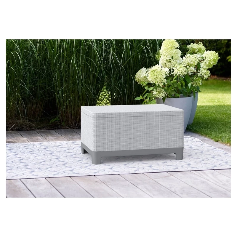 KETER Gartentisch/Aufbewahrungsbox Scandi Storage Table hellgrau/dunkelstahlgrau