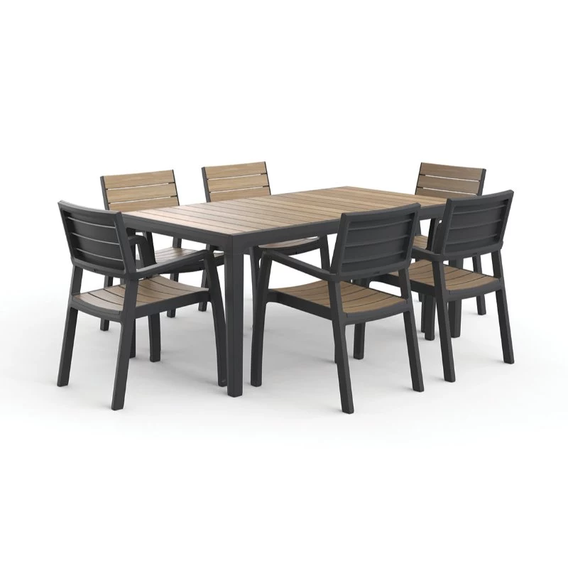 KETER Gartentisch Deco Corale 160 Teak-Optik/Grau