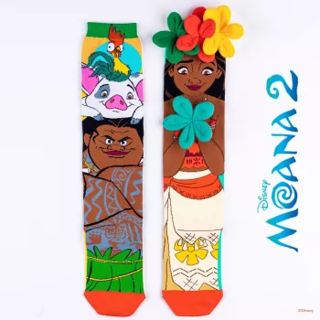 MADMIA Kinder Kniestrümpfe Socken Vaiana Moana 2 Blumen 3D Maui Disney / Md026