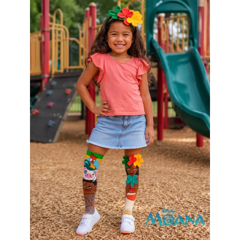 MADMIA Kinder Kniestrümpfe Socken Vaiana Moana 2 Blumen 3D Maui Disney / Md026