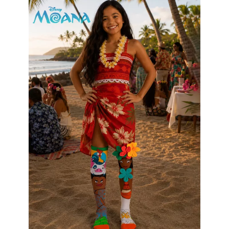 MADMIA Kinder Kniestrümpfe Socken Vaiana Moana 2 Blumen 3D Maui Disney / Md026