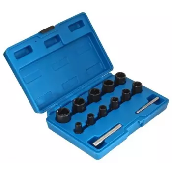 SATRA S-TS13X 13-teiliger Schraubenausdreher-Steckschlüsselsatz für beschädigte Schrauben und Muttern, metrisch 8-24 mm, Chrom-Vanadium-Stahl