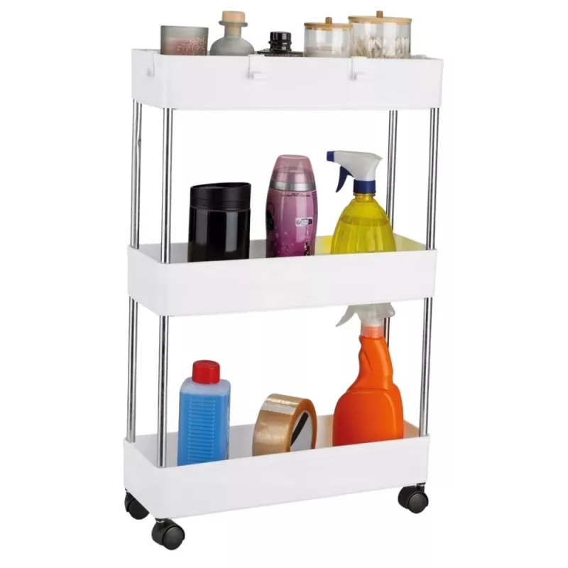 LEAN TOYS Mobiles Regal 3 Ebenen Weiß auf Rollen