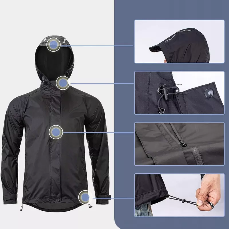 Rockbros YPY013BK4XL Regenjacke atmungsaktiv winddicht XXXXL - schwarz