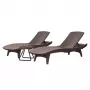 KETER Pacific Sonnenliegen-Set 2 Stk. + Tisch braun
