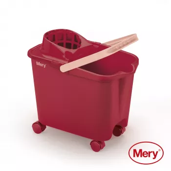 MERY Eimer 14L mit Aufsteckrädern rot