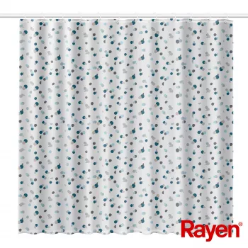 RAYEN Duschvorhang 180x200cm weiß/blau, Polyester