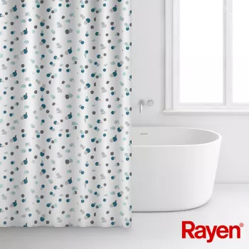 RAYEN Duschvorhang 180x200cm weiß/blau, Polyester