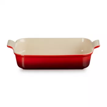 LE CREUSET Rechteckige Auflaufform Heritage Steingut 32x24cm / 4L rot