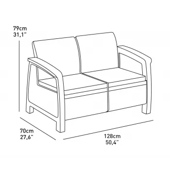 KETER Garten-Sofa Doppel Corfu Love Seat braun