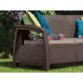 KETER Corfu Love Seat Max brauner dreisitziger Gartensofa