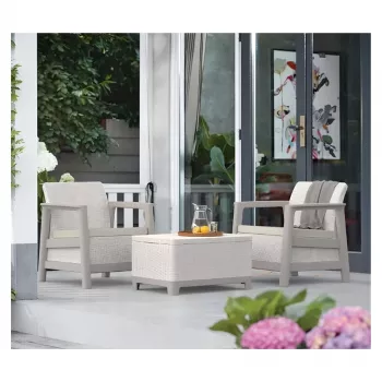 KETER Gartenmöbel-Set Scandi Linea Balkon-Set kieselgrau/hellbeige