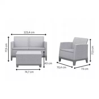 KETER Gartenmöbel-Set Scandi Forma 2-Sitzer Set hellgrau/dunkelstahlgrau