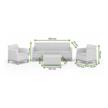 KETER Gartenmöbel-Set Scandi Forma 3-Sitzer-Set hellgrau/dunkelstahlgrau