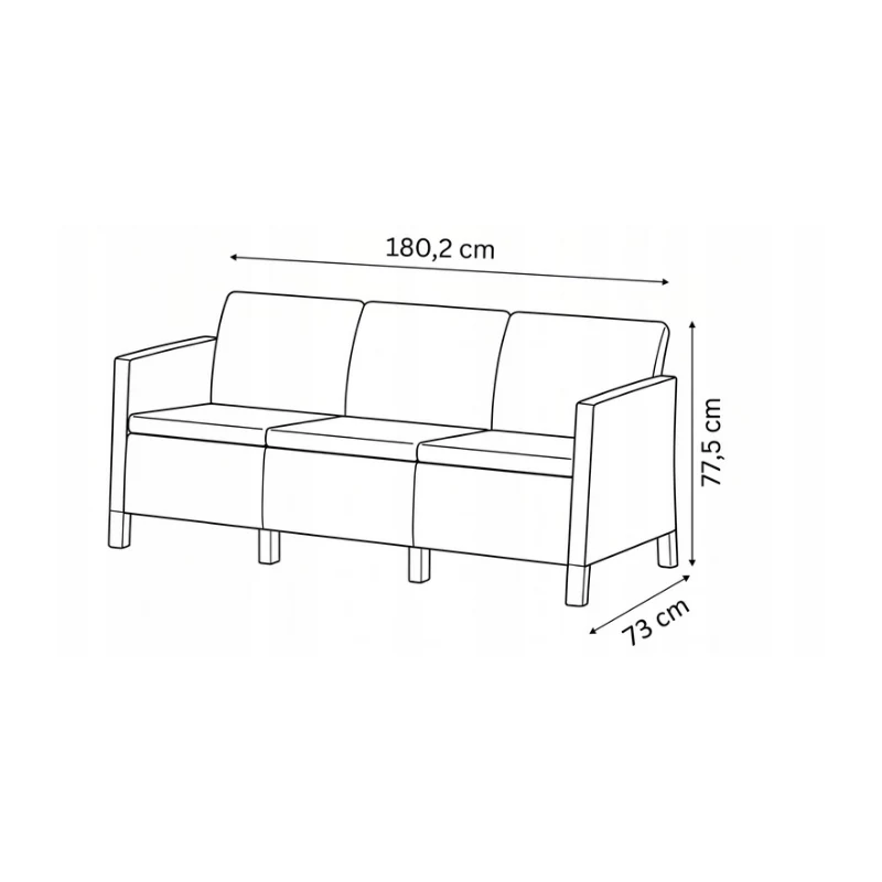 KETER Gartensofa Zweisitzer Scandi Form 3-Sitzer Sofa hellgrau/dunkelstahlgrau