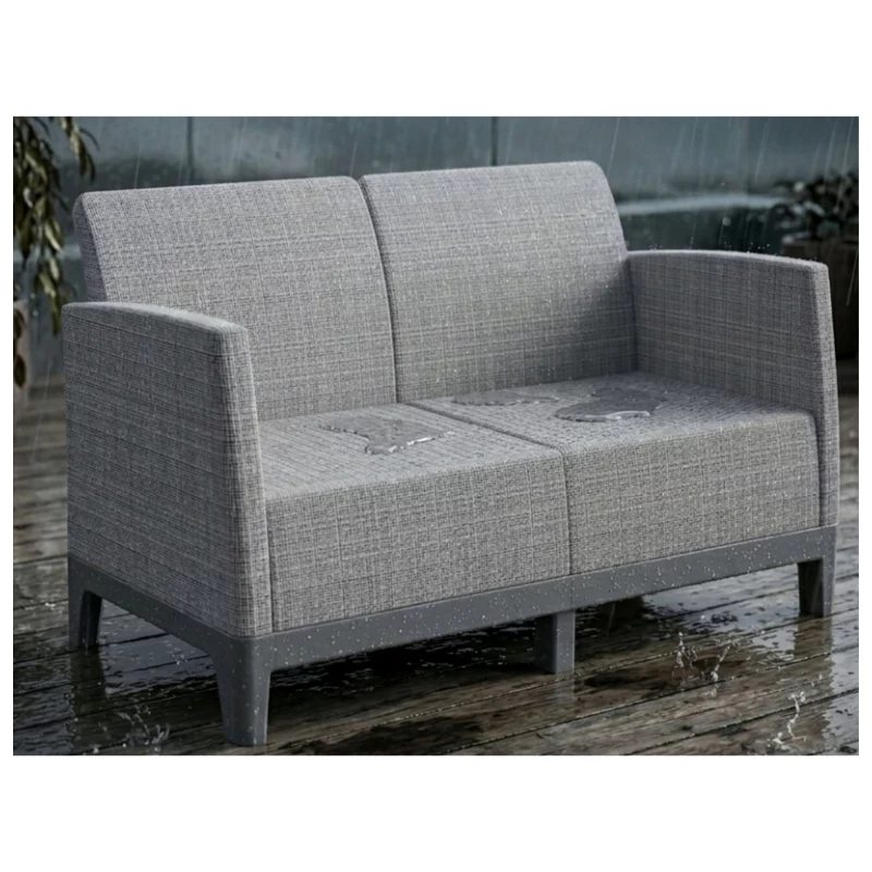 KETER Gartensofa Zweisitzer Scandi Form 2-Sitzer Sofa hellgrau/dunkelstahlgrau