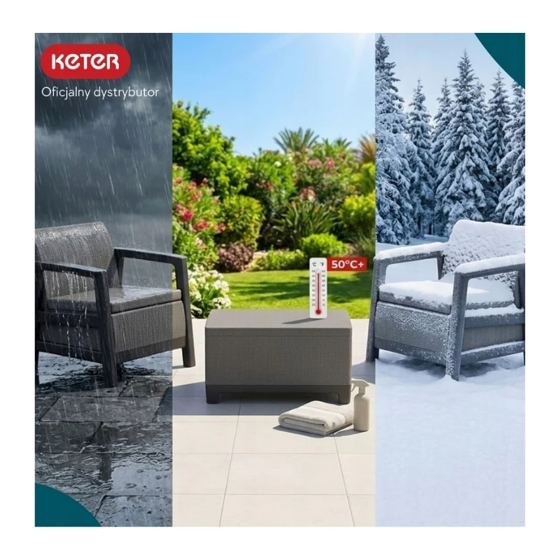 KETER Gartenmöbel-Set Scandi Linea Balkon-Set grau