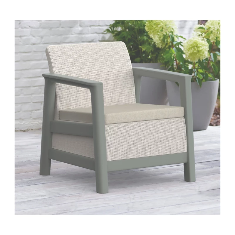 KETER Gartenmöbel-Set Scandi Linea 2-Sitzer Set kieselgrau/salbeigrün Steinton