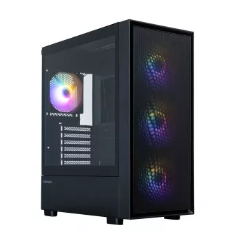 Zalman S6 ATX Mid Tower PC-Gehäuse, 3 x 140mm + 1 x 120mm Fixed RGB-Lüfter, Tempered Glass, Schwarz